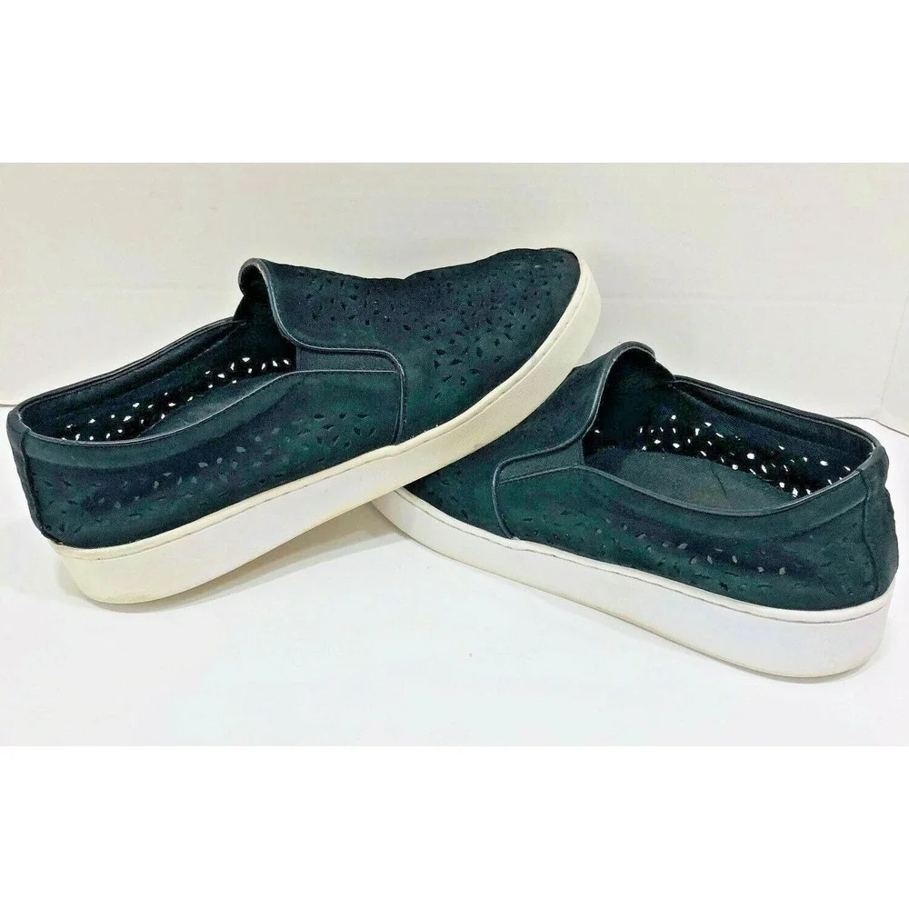 Vionic Womens Shoes Kani Slip On Black Perforate Suede Sneaker Walking Casual 10